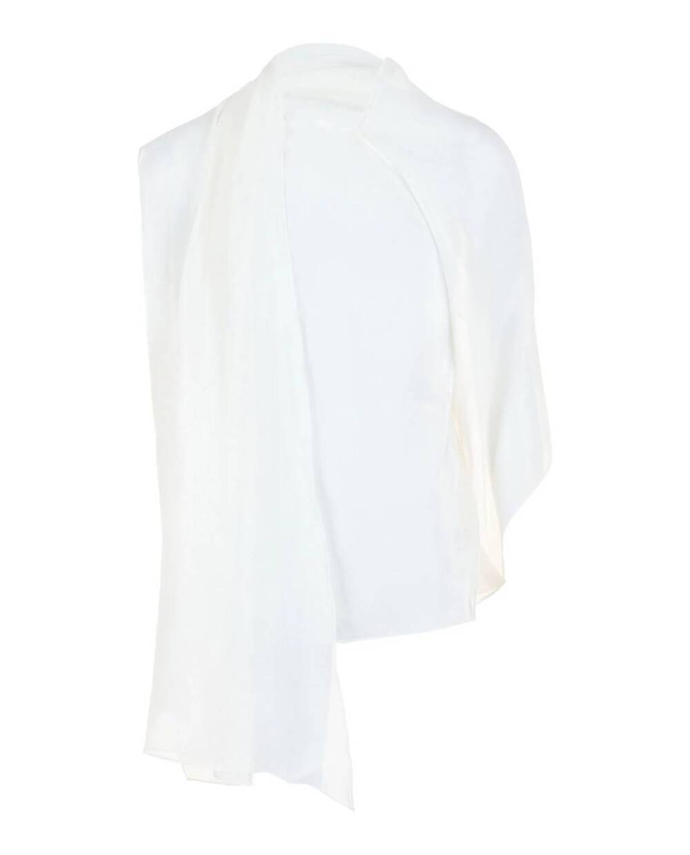 NEW SALVATORE FERRAGAMO women's asymmetrical shawl blouse in white